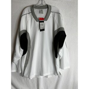 Kamazu Hockey Jersey Adult Large White Silver Black Mesh Practice Shirt NWT